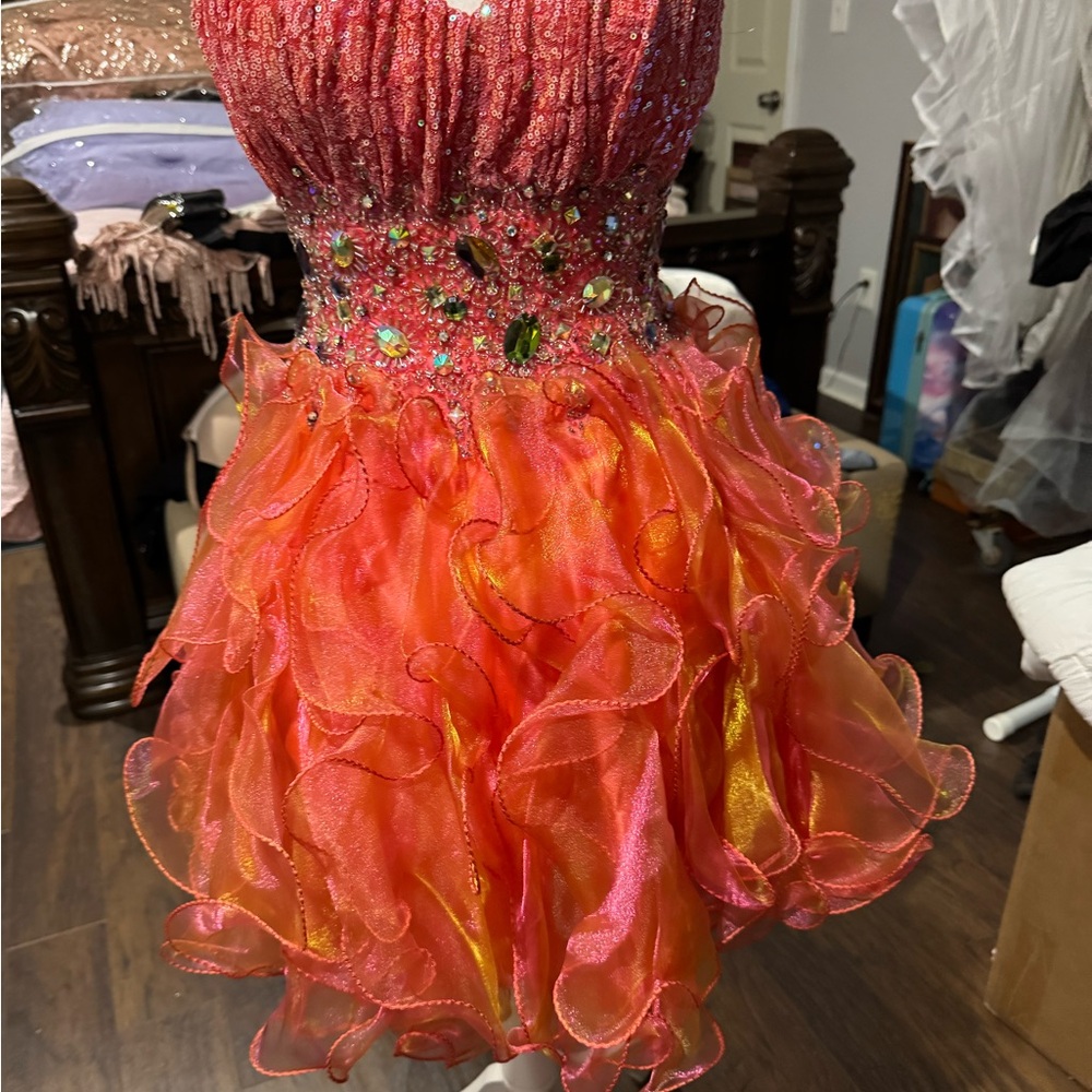 Elegant Pink and Orange Formal Dress